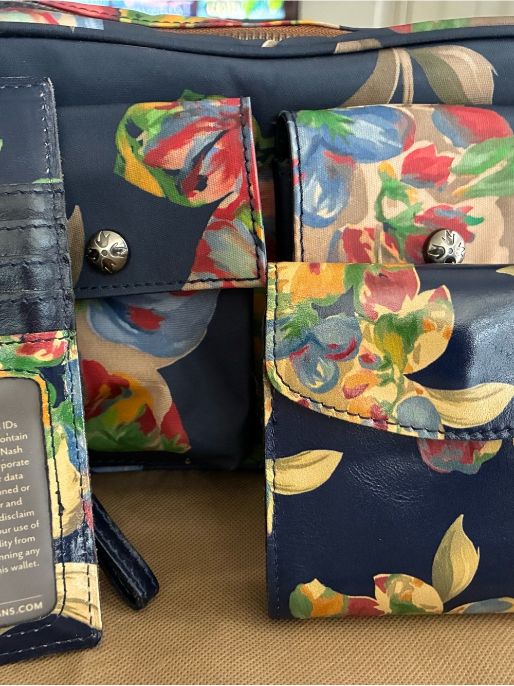 Patricia Nash Navy Multicolor Floral Wallet Set